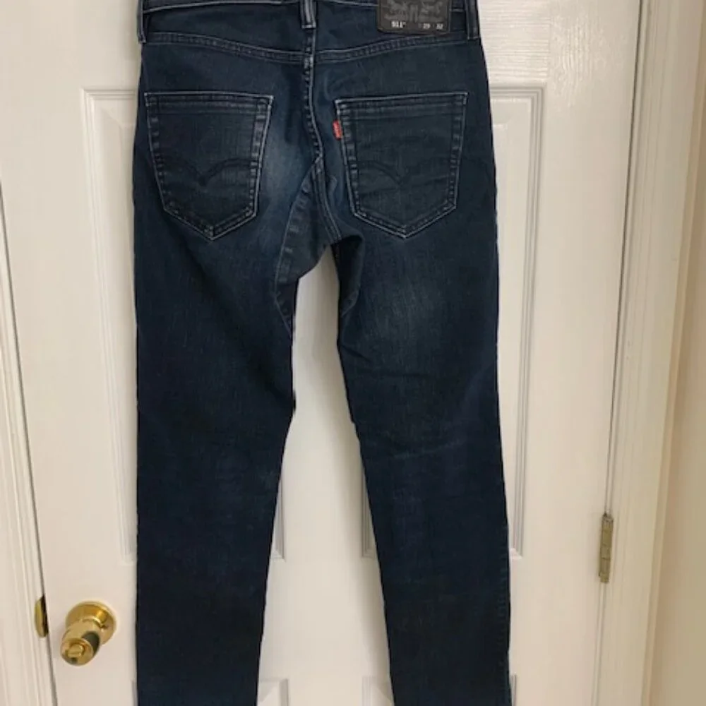 Men's LEVI'S 511 29x32 Skinny Slim Blue Black Jeans - Picture 8 of 9
